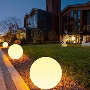 Solar Ball Light-12inch LED Outdoor Table Lamp, 10 RGB Colors and Dimmable Globe Light with Remote,Decor for Nursery Patio Garden Yard Beach Pathway