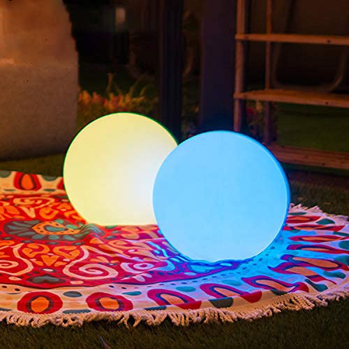 Solar Ball Light-12inch LED Outdoor Table Lamp, 10 RGB Colors and Dimmable Globe Light with Remote,Decor for Nursery Patio Garden Yard Beach Pathway