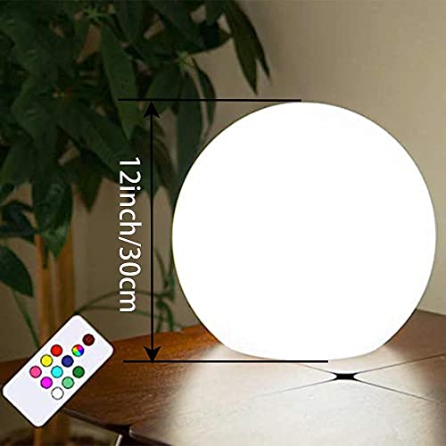 Solar Ball Light-12inch LED Outdoor Table Lamp, 10 RGB Colors and Dimmable Globe Light with Remote,Decor for Nursery Patio Garden Yard Beach Pathway