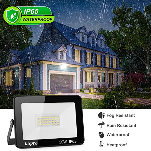 Royana 50W LED Flood Light 5000LM LED Work Light Outdoor, 6000K Daylight White Bright Outside Floodlights with Plug, IP65 Waterproof Security Lights for Backyard, Garden, Garage, Lawn