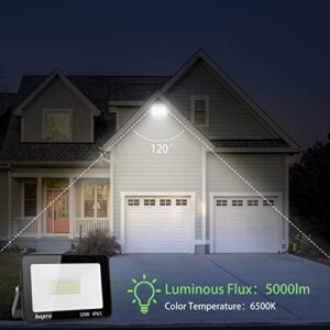 Royana 50W LED Flood Light 5000LM LED Work Light Outdoor, 6000K Daylight White Bright Outside Floodlights with Plug, IP65 Waterproof Security Lights for Backyard, Garden, Garage, Lawn