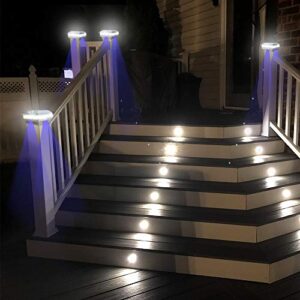 Solar Post Lights Outdoor, FVTLED Flexfit Solar Powered LED Fence Deck Post Cap Light for 3.5x3.5 4x4 5x5 6x6 Wooden Posts, Waterproof White Lighting Patio Garden Decoration (White, 1 Pack)