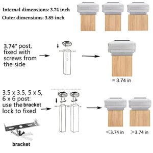 Solar Post Lights Outdoor, FVTLED Flexfit Solar Powered LED Fence Deck Post Cap Light for 3.5x3.5 4x4 5x5 6x6 Wooden Posts, Waterproof White Lighting Patio Garden Decoration (White, 1 Pack)