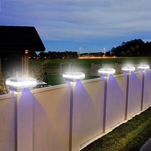 Solar Post Lights Outdoor, FVTLED Flexfit Solar Powered LED Fence Deck Post Cap Light for 3.5x3.5 4x4 5x5 6x6 Wooden Posts, Waterproof White Lighting Patio Garden Decoration (White, 1 Pack)