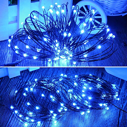 ER CHEN Dimmable LED String Lights Plug in, 100ft 300 LED Waterproof Fairy Lights with Remote, Indoor/Outdoor Copper Wire Christmas Lights for Bedroom, Patio, Garden, Yard (Green Wire, Blue)