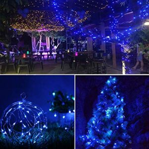 ER CHEN Dimmable LED String Lights Plug in, 100ft 300 LED Waterproof Fairy Lights with Remote, Indoor/Outdoor Copper Wire Christmas Lights for Bedroom, Patio, Garden, Yard (Green Wire, Blue)