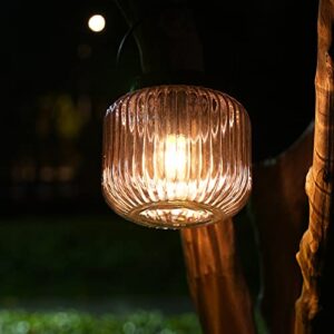 JAOSELAP Solar Outdoor Lights 2 Pack Solar Lanterns Outdoor Waterproof Solar Lights Hanging LED Bulb Outdoor Lantern Decorative for Patio Balcony Camping Garden Decor Gift