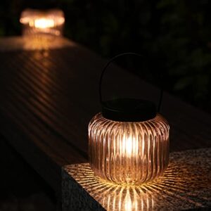 JAOSELAP Solar Outdoor Lights 2 Pack Solar Lanterns Outdoor Waterproof Solar Lights Hanging LED Bulb Outdoor Lantern Decorative for Patio Balcony Camping Garden Decor Gift