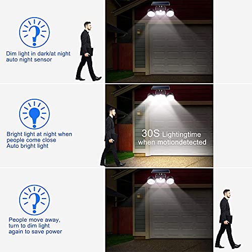 aurora-Xiong Solar Outdoor Lights Motion Sensor Waterproof, LED Security Light for Garden Yard Path Front Door Garage Patio Street Driveway with Dual Head 2 Pack