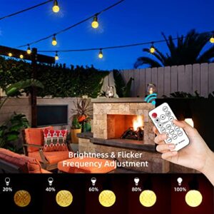 VIZTY Outdoor LED String Lights 48FT IP65 Waterproof LED Patio String Lights with 20 Pcs G40 Warm White Dimmable Bulbs Remote Control Decorative Hanging Light for Outside Balcony Porch Bistro Garden