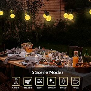 VIZTY Outdoor LED String Lights 48FT IP65 Waterproof LED Patio String Lights with 20 Pcs G40 Warm White Dimmable Bulbs Remote Control Decorative Hanging Light for Outside Balcony Porch Bistro Garden