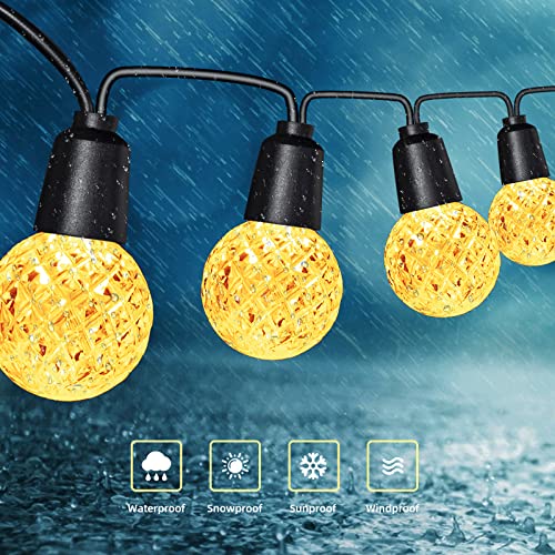 VIZTY Outdoor LED String Lights 48FT IP65 Waterproof LED Patio String Lights with 20 Pcs G40 Warm White Dimmable Bulbs Remote Control Decorative Hanging Light for Outside Balcony Porch Bistro Garden