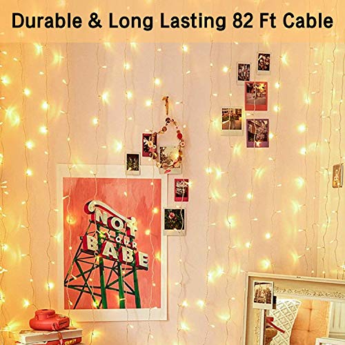 IDEAALS Expandable 82FT 200 LED Christmas String Lights for Outdoor/Indoor, 8 Lighting Modes Plug in Fairy String Lights for Xmas Tree Decor Bedroom Wedding Holiday Party Garden - Warm White