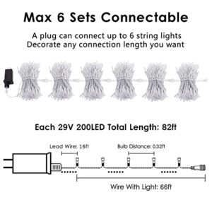 IDEAALS Expandable 82FT 200 LED Christmas String Lights for Outdoor/Indoor, 8 Lighting Modes Plug in Fairy String Lights for Xmas Tree Decor Bedroom Wedding Holiday Party Garden - Warm White