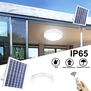 OUGETHER Solar Lights Indoor, Solar Ceiling Light IP65 Waterproof Solar Powered Pendant Light with Remote Control Indoor Outdoor Garden Corridor Lamp (White)