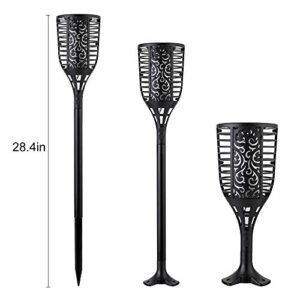 Solar Torch Lights – Weather & Waterproof Tiki Torch Lights – Solar & USB Powered Outdoor Torch Lights – Flickering Flame Torch Lights for Your Patio, Garden, & Walkway - Set of 2 Solar Torches