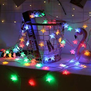 E-lishine 19ft /40LED Stars String Light Battery Operated,Decorative Stars Lights for Home, Party, Christmas, Wedding, Garden (19, Color)
