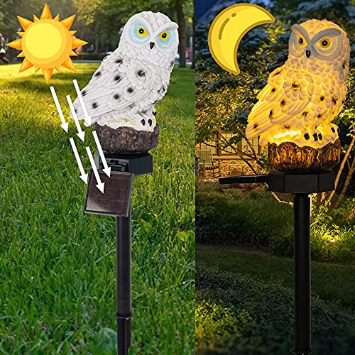 ivolks Solar Garden Lights Outdoor Resin Owl Powered with Stake Waterproof Decorative for Patio Pathway Courtyard Lawn