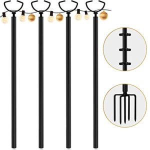 eillion 3-in-1 string light poles for hanging outdoor string lights, patio metal light pole for outside garden, backyard, parties bistro (4pcs)