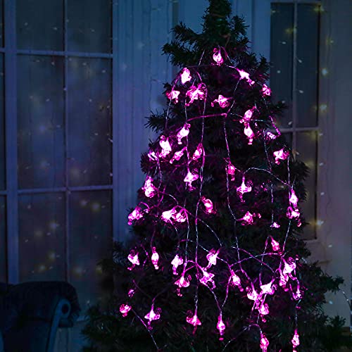 Battery String Lights Pink Crystal Flamingo Lights 15.7ft 30 LED Waterproof Outdoor String Lights, 8 Lighting Modes Battery Twinkle Lights, Patio Garden Wedding Christmas Flamingo Party Decorations