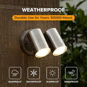 LUTEC 900 Lumen 11W LED Wall Light Outdoor, 3000K Waterproof Stainless Steel Modern Flood Light, Adjustable Dual-Head Exterior Light Fixture Wall Sconce for Porch Patio Garage Garden