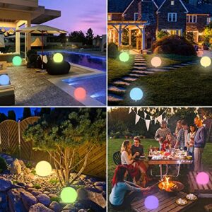 Solar Garden Globe Light Outdoor, 8in LED Solar Glowing Ball Light w/Remote+Ground Stake, 16 RGB Color Changing Waterproof Solar Yard Light, Landscape Lighting Mood Lamp for Patio Pathway Lawn Decor