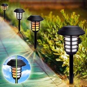 bell + howell smart solar xl pathway lights 2-in-1, bright white & flickering flame solar torches waterproof outdoor lighting landscape lights dusk to dawn auto on/off for garden patio yard, 8 pack