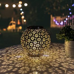 solar lantern outdoor hanging lights 2022 new version largest and brightnest solar lights waterproof metal table lamp for garden, yard, tabletop, patio, lawn decorative