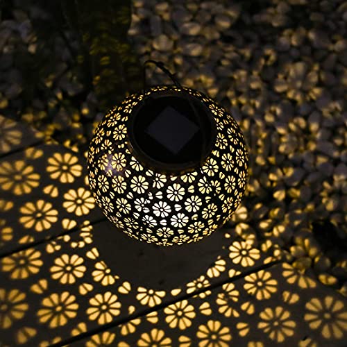 Solar Lantern Outdoor Hanging Lights 2022 New Version Largest and Brightnest Solar Lights Waterproof Metal Table Lamp for Garden, Yard, Tabletop, Patio, Lawn Decorative