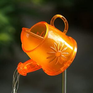 2 Pack Solar Watering Can w/Fairy Lights，Solar Garden Stake Waterproof LED Garden Lights,for Patio Yard Walkway Pathway Lawn Decorations， 2color- (Orange)