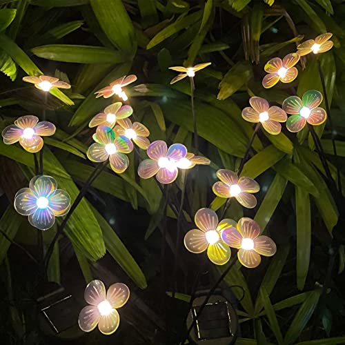 ANYAU Solar Garden Lights,Firefly Lights Solar Outdoor,Solar Outdoor Lights for Yard,Solar Lights Outdoor Waterproof Decorative for Patio Path Lights,Warm White Friefly Flower Lights(2 Pack)