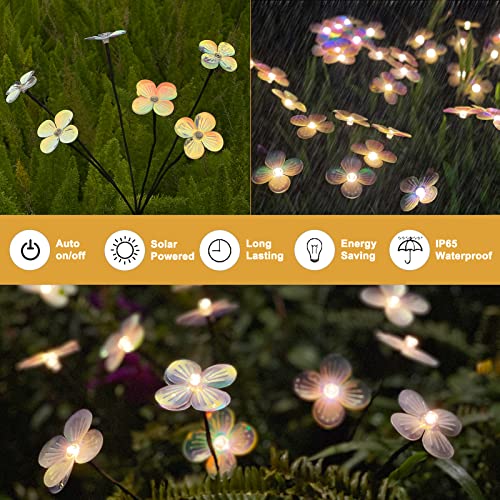 ANYAU Solar Garden Lights,Firefly Lights Solar Outdoor,Solar Outdoor Lights for Yard,Solar Lights Outdoor Waterproof Decorative for Patio Path Lights,Warm White Friefly Flower Lights(2 Pack)