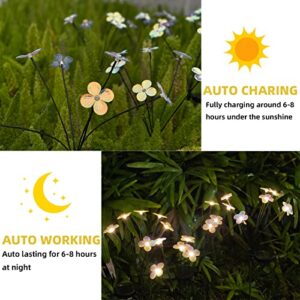 ANYAU Solar Garden Lights,Firefly Lights Solar Outdoor,Solar Outdoor Lights for Yard,Solar Lights Outdoor Waterproof Decorative for Patio Path Lights,Warm White Friefly Flower Lights(2 Pack)