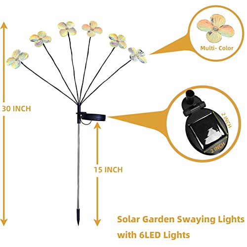 ANYAU Solar Garden Lights,Firefly Lights Solar Outdoor,Solar Outdoor Lights for Yard,Solar Lights Outdoor Waterproof Decorative for Patio Path Lights,Warm White Friefly Flower Lights(2 Pack)