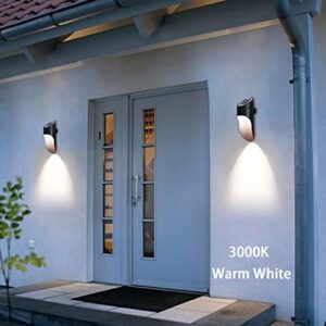 DILIN Solar Motion Sensor Outdoor Wall Light, IP65 Waterproof LED Modern Wall Sconce for Porch, Garden, Patio, Front Door, Cordless, Black, 3000K