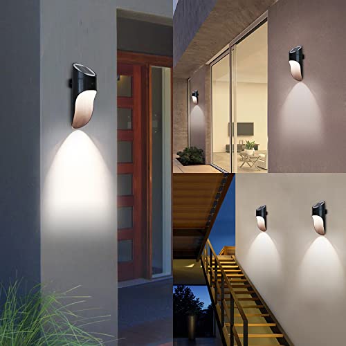 DILIN Solar Motion Sensor Outdoor Wall Light, IP65 Waterproof LED Modern Wall Sconce for Porch, Garden, Patio, Front Door, Cordless, Black, 3000K