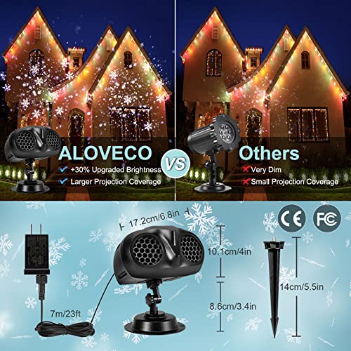 ALOVECO Christmas Projector Lights Outdoor, LED Snowflake Projector Christmas Lights with Remote Rotating Projection Lamp, Waterproof Holiday Decorative Lighting for Xmas Party Garden Gift [Upgrade]