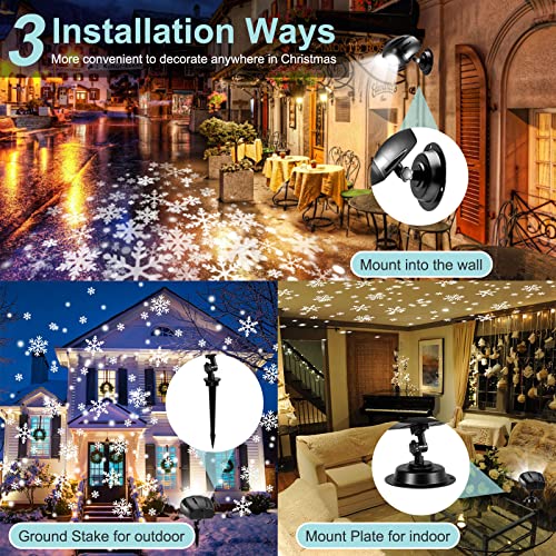 ALOVECO Christmas Projector Lights Outdoor, LED Snowflake Projector Christmas Lights with Remote Rotating Projection Lamp, Waterproof Holiday Decorative Lighting for Xmas Party Garden Gift [Upgrade]