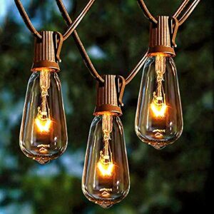 afirst outdoor string lights 20ft with 22 edison bulbs vintage bistro lights waterproof st40 string lights for patio backyard party wedding-brown cord