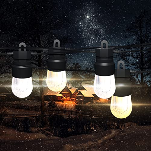 Solar Outdoor String Lights, 2-Color in 1 Extra-Long 58ft Patio Lights with 16 Bulbs & 8 Modes Remote Control, Commercial Grade Waterproof & Shatterproof Edison Lights for Porch, Cafe, Balcony