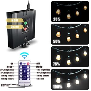 Solar Outdoor String Lights, 2-Color in 1 Extra-Long 58ft Patio Lights with 16 Bulbs & 8 Modes Remote Control, Commercial Grade Waterproof & Shatterproof Edison Lights for Porch, Cafe, Balcony