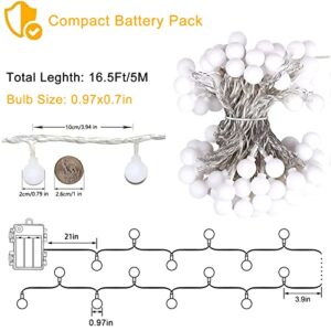 echosari Battery Operated String Lights, 16.5 Feet 50 LED Camping Globe Lights with Remote Timer 8 Modes Frosted Ball Fairy Light for Bedroom Wedding Xmas Tree Party Decoration (Warm White)