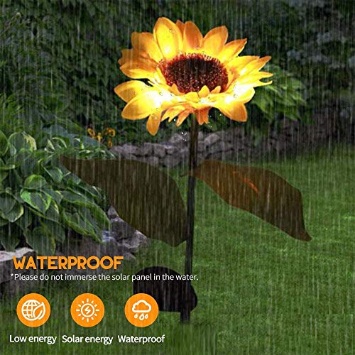 JHBOX Sunflower Decor Solar Sunflower Lights 4 Pack, Garden Ground Stake Solar Christmas Lights Outdoor Fall Decor, Patio Decor, Backyard Decor Pathway Yard Decorations, Holiday Gifts for Women