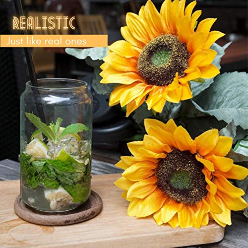 JHBOX Sunflower Decor Solar Sunflower Lights 4 Pack, Garden Ground Stake Solar Christmas Lights Outdoor Fall Decor, Patio Decor, Backyard Decor Pathway Yard Decorations, Holiday Gifts for Women