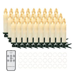 30 pcs flameless led taper candles battery operated christmas tree candle lights electric fake candles with remote timer perfect for holiday home garden wedding parties decor (30 pcs,ivory)