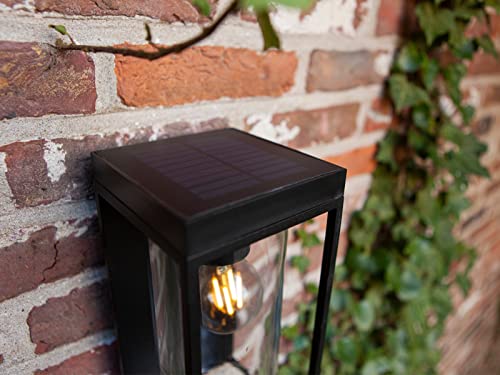 LUTEC Solar Motion Sensor Light Outdoor, Dusk to Dawn Modern Wall Sconce, Aluminum Anti-Rust Solar Wall Lights with Clear Glass Shade, Waterproof for Porch, Patio and Garden-Black