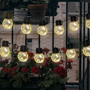 ooLALoo Solar Globe String Light 14 FT Outdoor Led Patio Light Waterproof Warm White Light for Balcony Deck Porch Garden Decoration