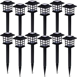 zone tech outdoor solar powered light – led 24 pack bright premium quality rain-proof walkway path patio yard lawn garden led lamp (24 pieces)