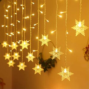 defdong 96 led 3.5m fairy snowflake lights, christmas 4 flashing modes, window waterproof suitable for gardens, parties, terraces, christmas, halloween and holiday decorations, warm white (yxj00123)