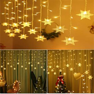 defdong 96 LED 3.5M Fairy Snowflake Lights, Christmas 4 Flashing Modes, Window Waterproof Suitable for Gardens, Parties, terraces, Christmas, Halloween and Holiday Decorations, Warm White (YXJ00123)